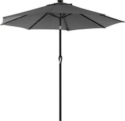 Parasole con illuminazione solare LED - Ombrellone - Ombrello - Protezione UV UPF 50+ - Diametro 3m - Grigio