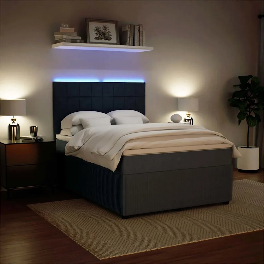 Giroletto a Molle con Materasso Grigio Scuro 140x200 cm Velluto