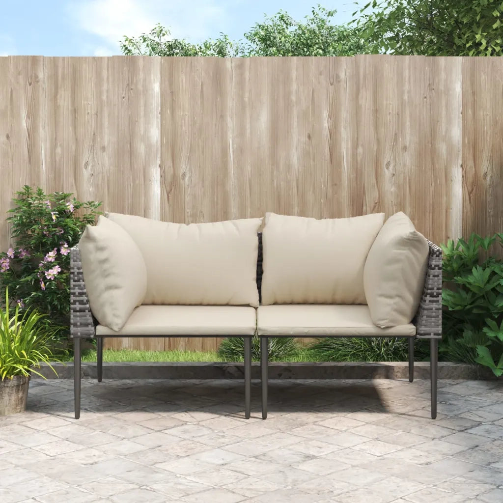 Divano componibile-Divani Angolari da Giardino con Cuscini 2pz Polyrattan Grigio