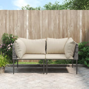 Divano componibile-Divani Angolari da Giardino con Cuscini 2pz Polyrattan Grigio