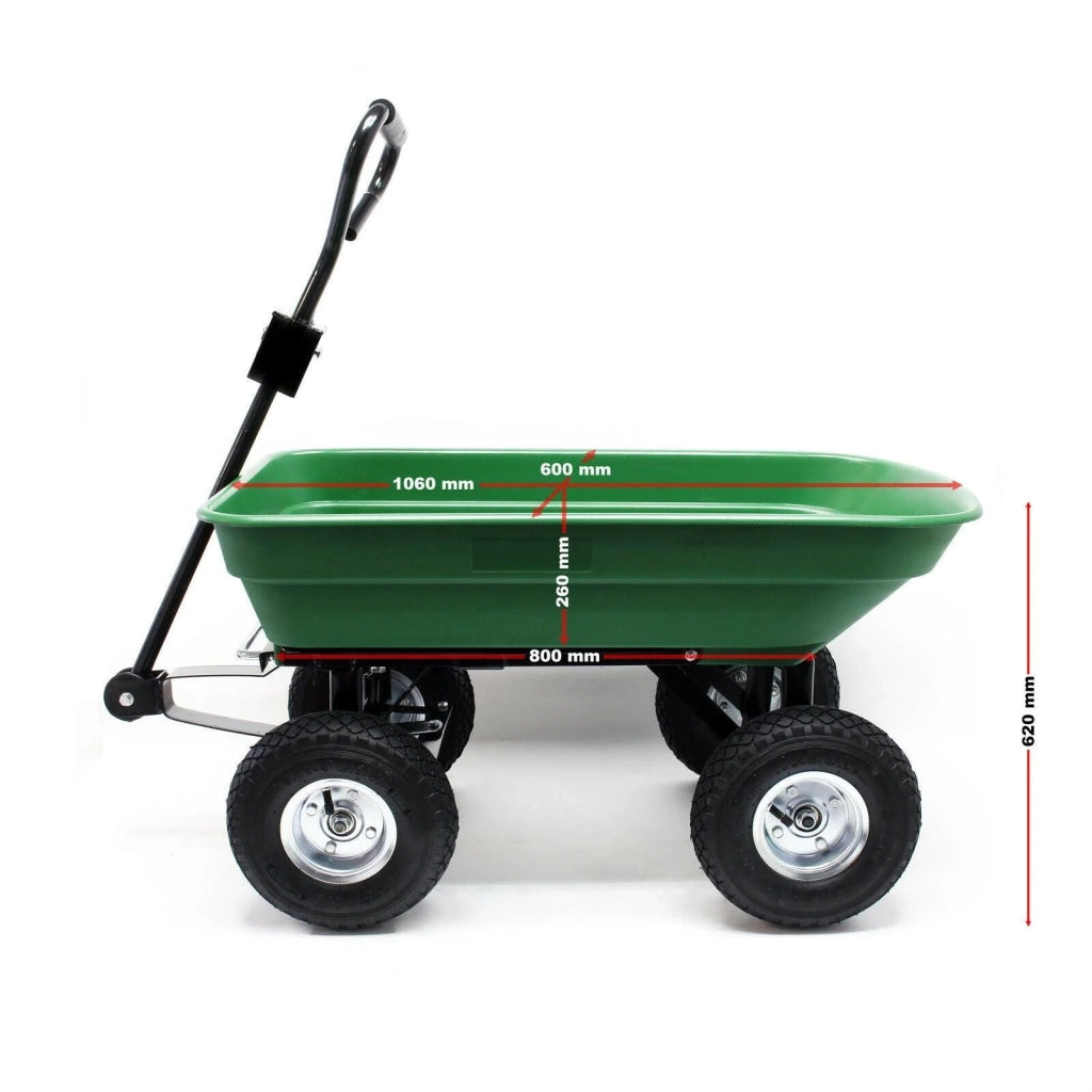 Carrello da giardino manuale capacità 125 litri 350 kg rimorchio ribaltabile carriola 16_0002564