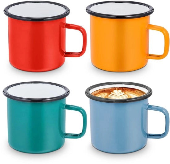Set di 4 tazze per caffè in ceramica - Tazze portatili per camping e uso domestico