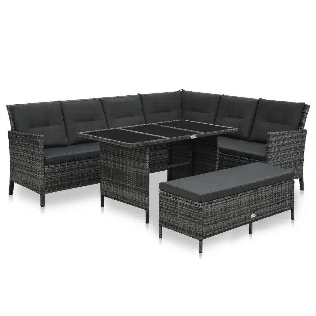 Set Divani da Giardino 3 pz con Cuscini in Polyrattan Grigio cod mxl 35153