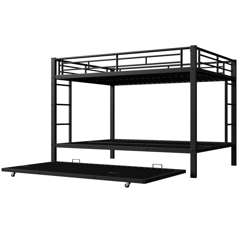 Letto a castello 140x200 cm con letto estraibile in metallo nero
