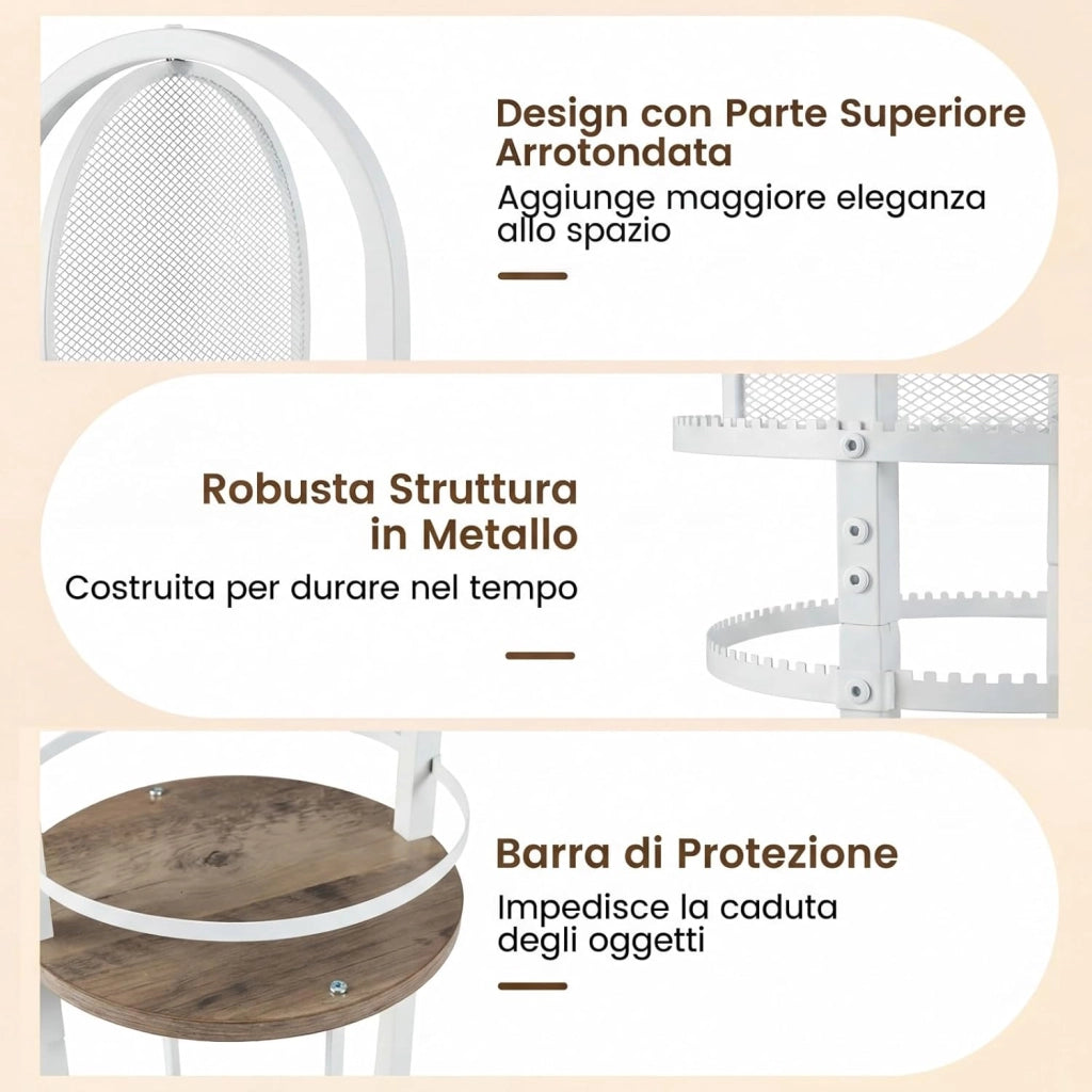 Supporto Porta Gioielli Girevole a 360°, con Portachiavi per Orecchini e Collane e 3 Ripiani, Torre Espositiva Porta Gioielli Autoportante (Grigio, Modello 1)