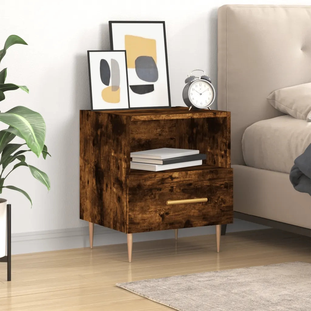 Comodino-Tavolino da notte Rovere Fumo 40x35x47,5 cm in Legno Multistrato 670502