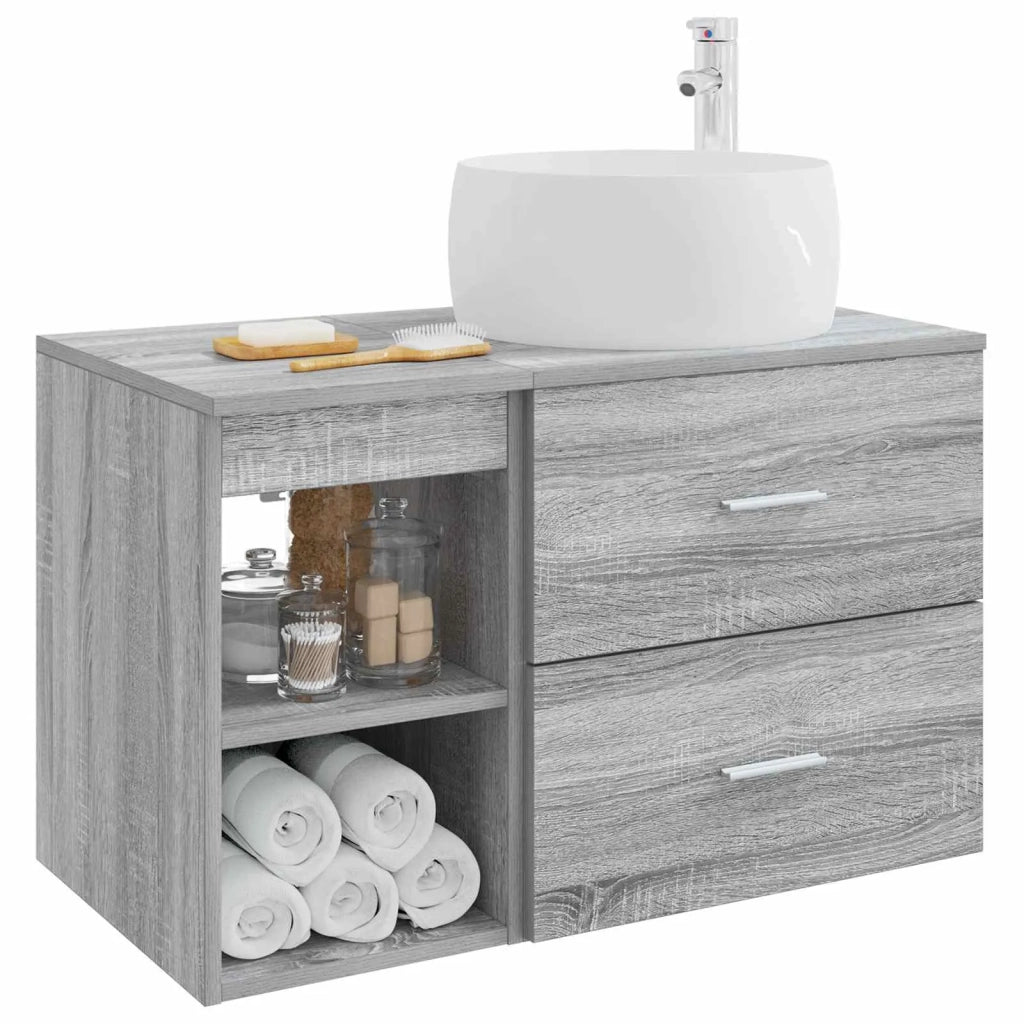 Set di mobili per il bagno 2 pz Sonoma grigio 3403925