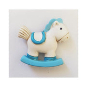 Trade Shop - 12 Pz Bomboniera Cavalluccio Dondolo Azzurro Ceramica Calamita Battesimo Nascita -