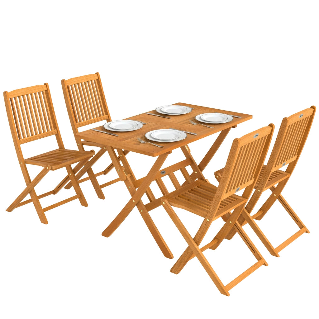 Set Tavolo e Sedie da Giardino 5 Pezzi ¨C Zephmum ¨C Legno di Acacia Pieghevole