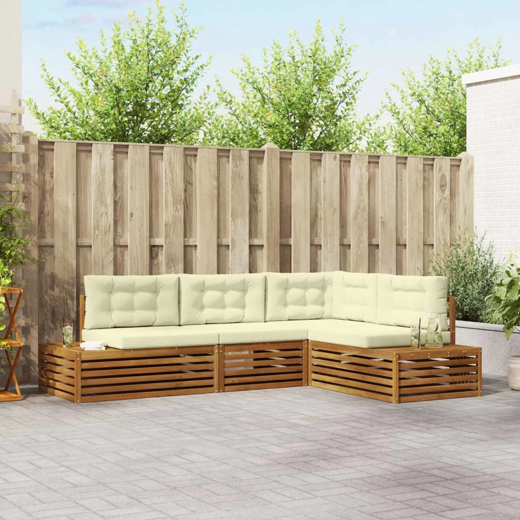 Set di divani da esterno con cuscino 4 Pezzo Naturale e Crema 3374090