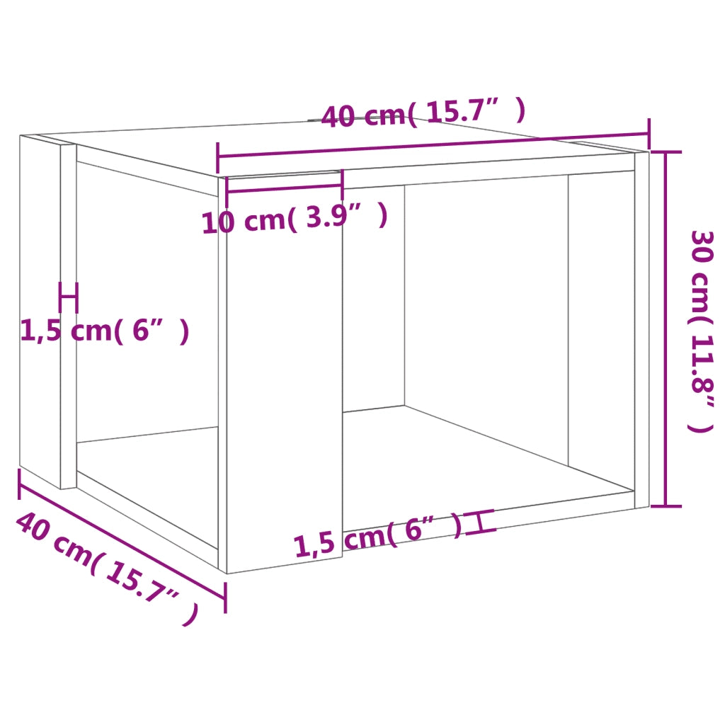 Tavolino da Salotto Grigio Cemento 40x40x30cm Legno Multistrato 806314