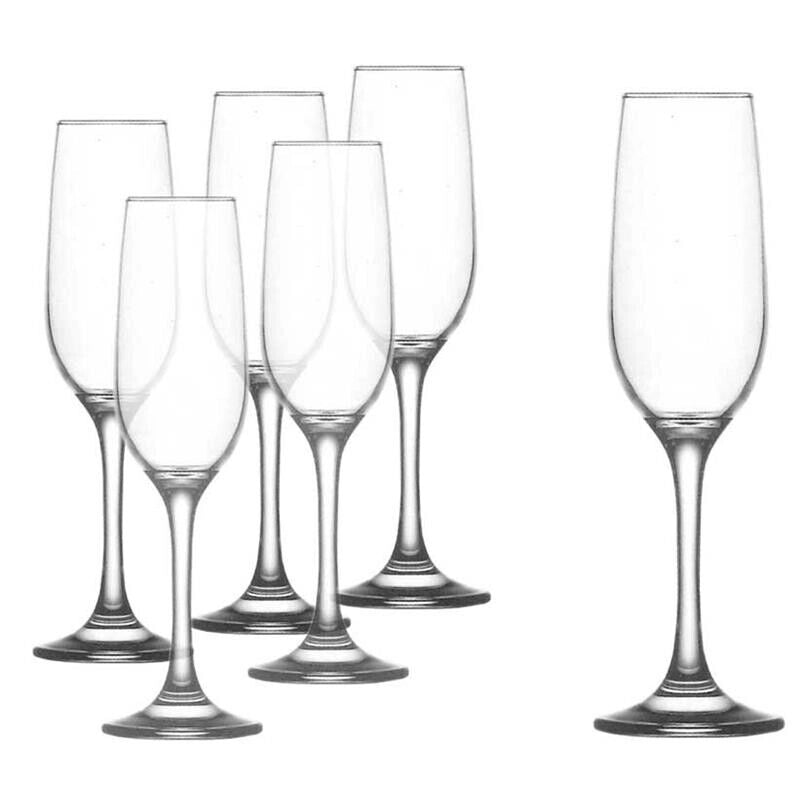 SET 6 CALICI IN VETRO FLUTE BACCO DA 215 CC