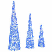 Albero di Natale | Decorazioni natalizie con 90 LED 3 pz Blu 20 x 20 x 80 cm Acrilico