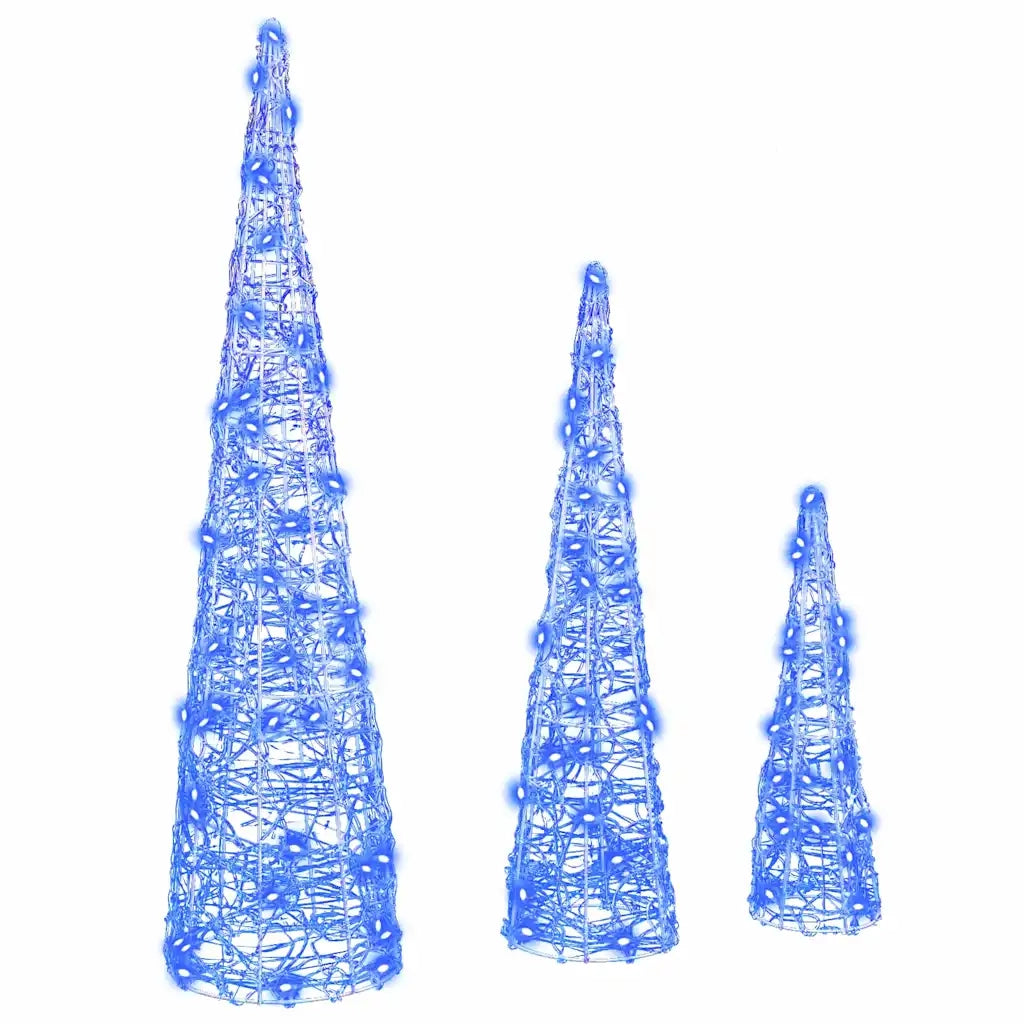 Albero di Natale | Decorazioni natalizie con 90 LED 3 pz Blu 20 x 20 x 80 cm Acrilico