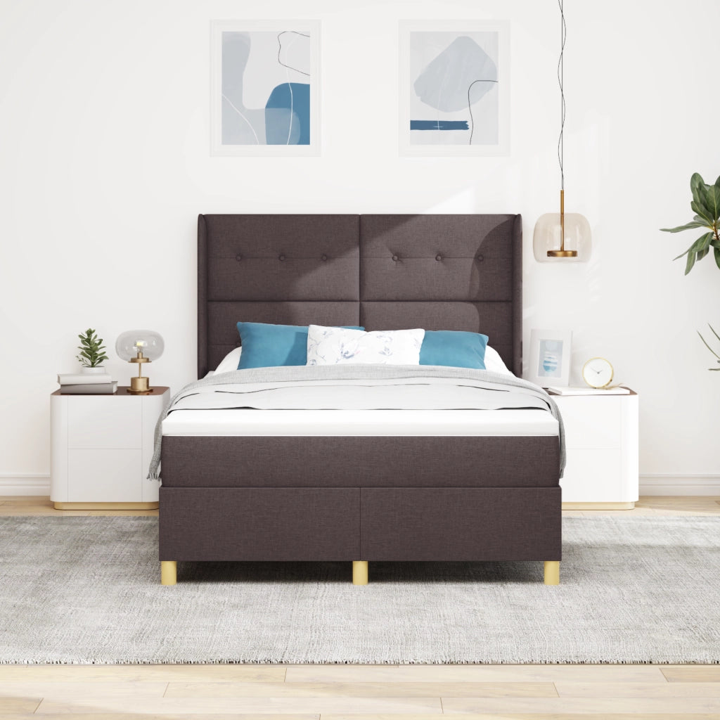 Letto a Box con Materasso Marrone Scuro 140x190 cm Tessuto