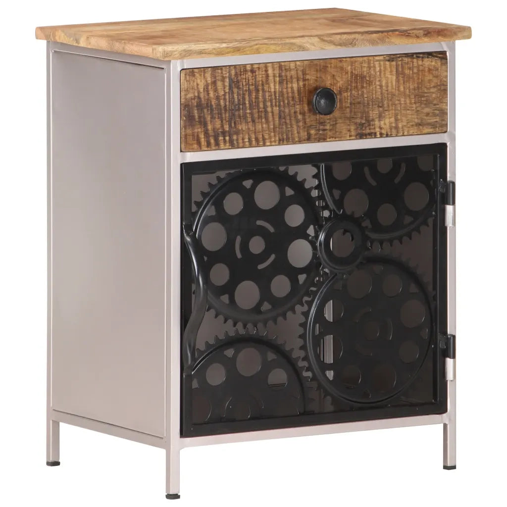 Comodino | Armadio da Notte | Mobiletto da notte 40x30x50 cm in Legno di Mango Grezzo