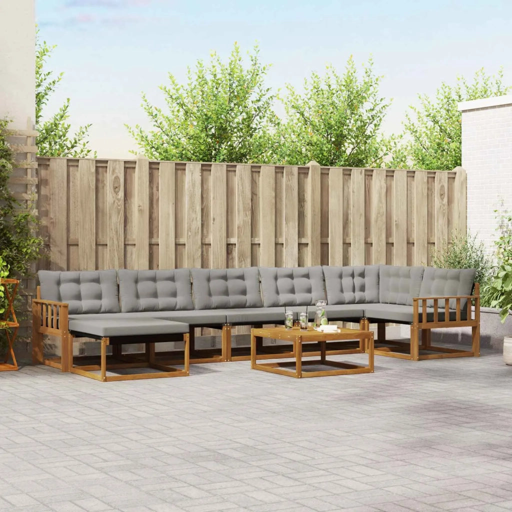 Set di divani da esterno 8 pcs Grigio Naturale e Chiaro 3369694