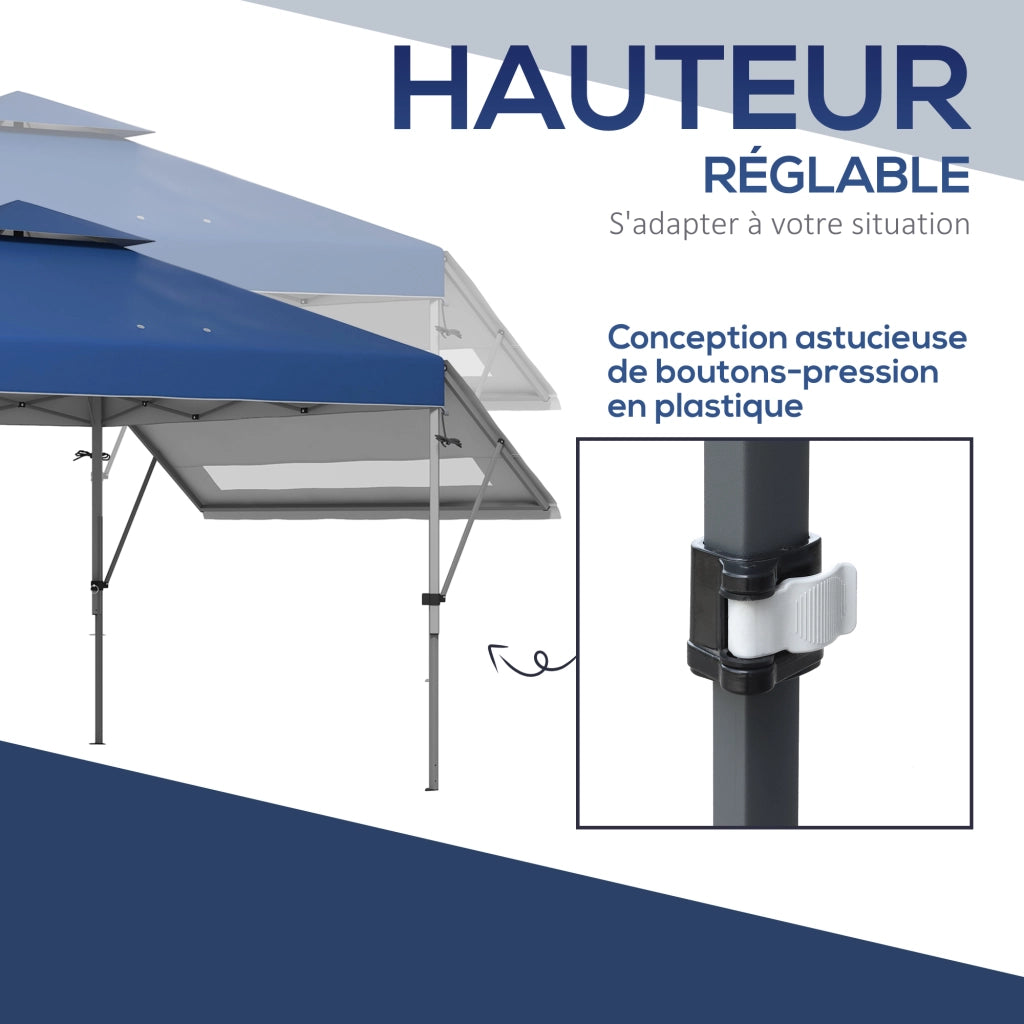 Gazebo da giardino pieghevole 5x3 m ¨C zephmum ¨C grigio con sacco a rotelle