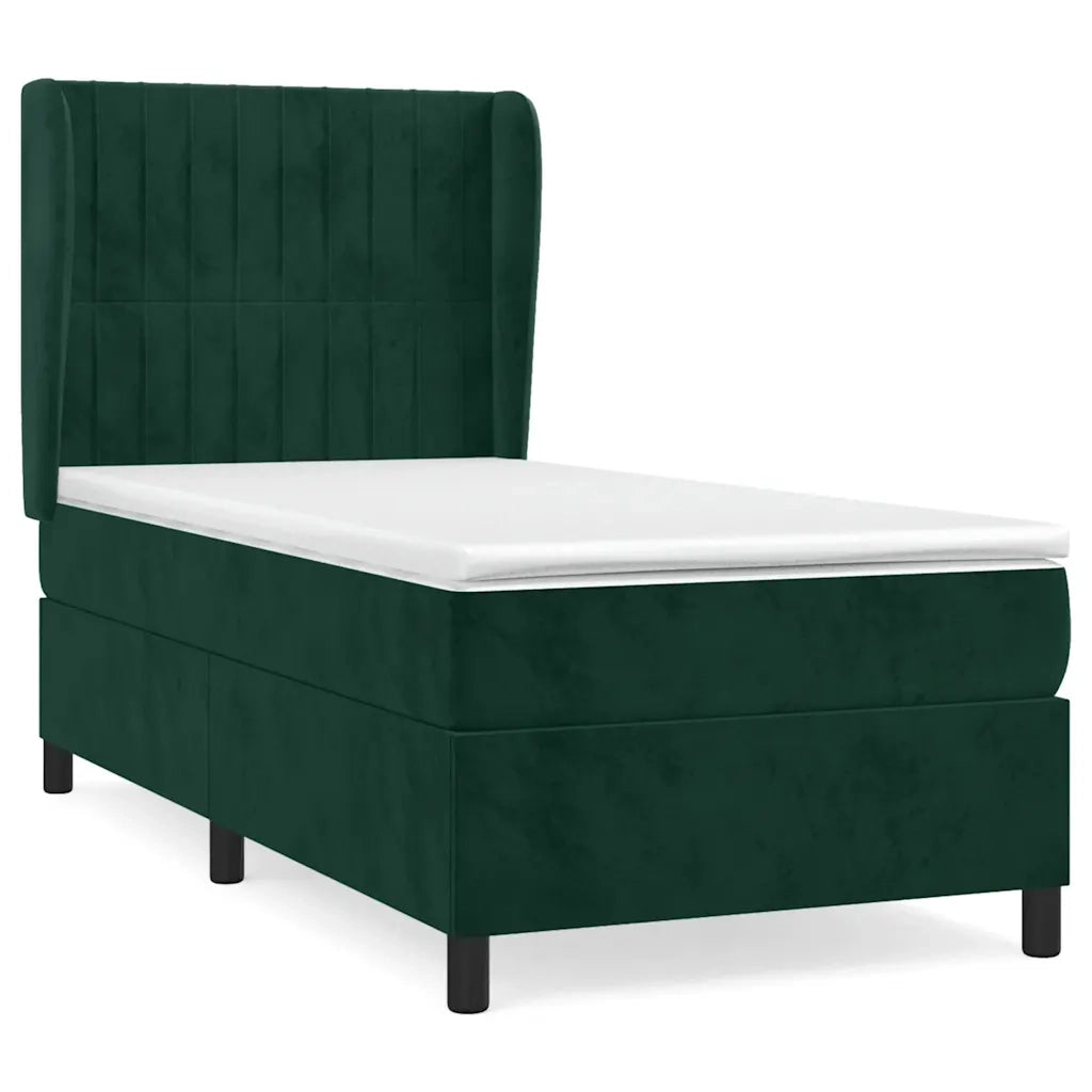 Giroletto a Molle con Materasso Verde Scuro 90x200 cm Velluto 3129312