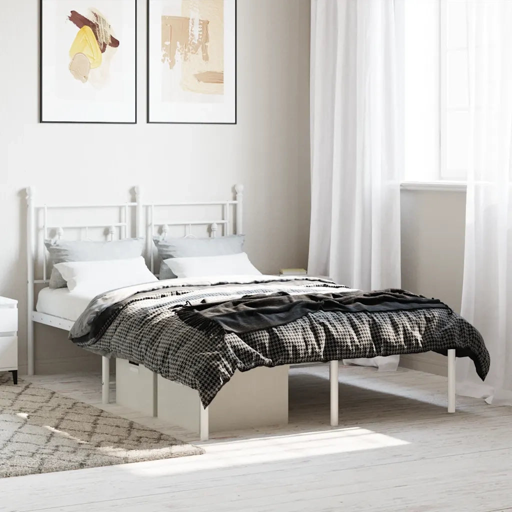 Giroletto con Testiera-Struttura Letto con testiera Metallo Bianco 120x190 cm 915305