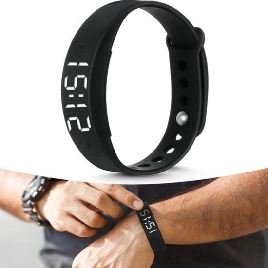 Alarme da sveglia con trillo e bracciale con fino a 15 allarmi personalizzati - nero.