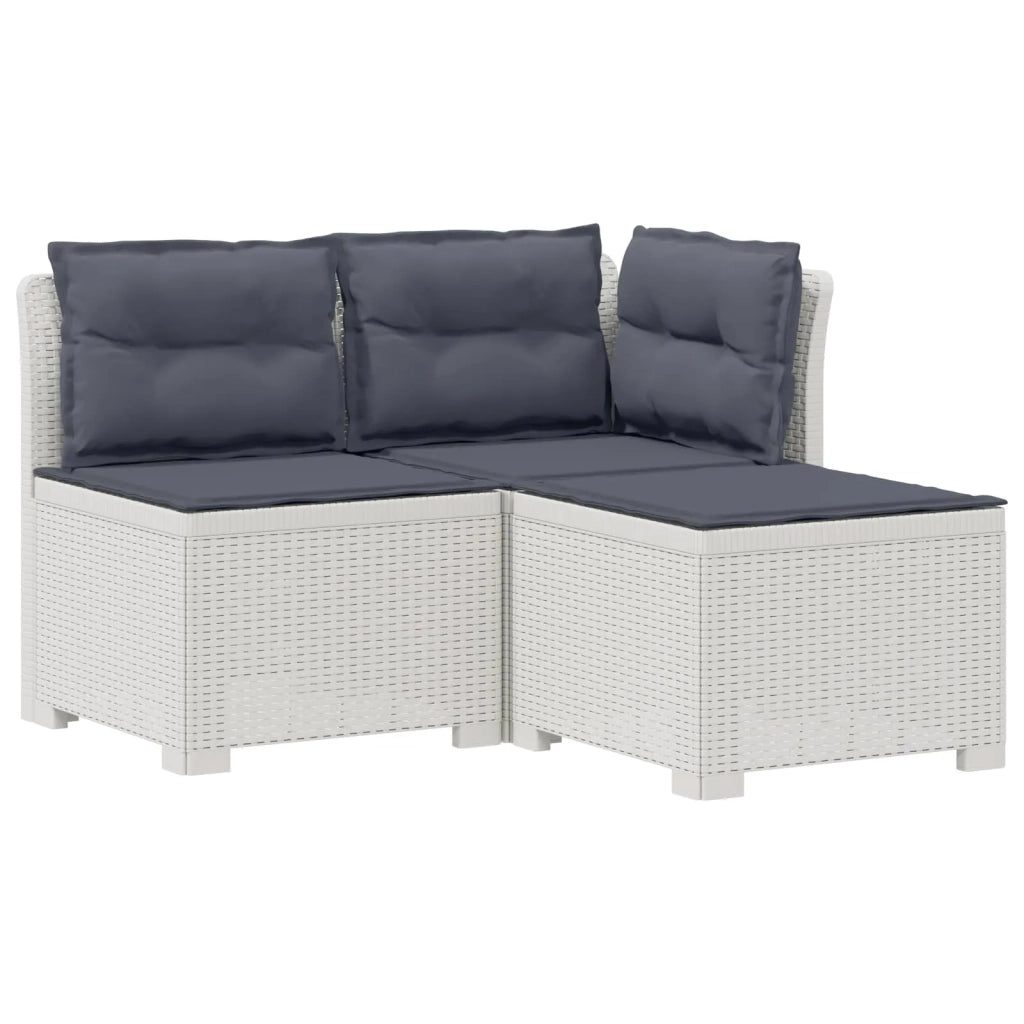 Divano da esterno-Divano da Giardino 3 posti con cuscini in look rattan PP Bianco 741823