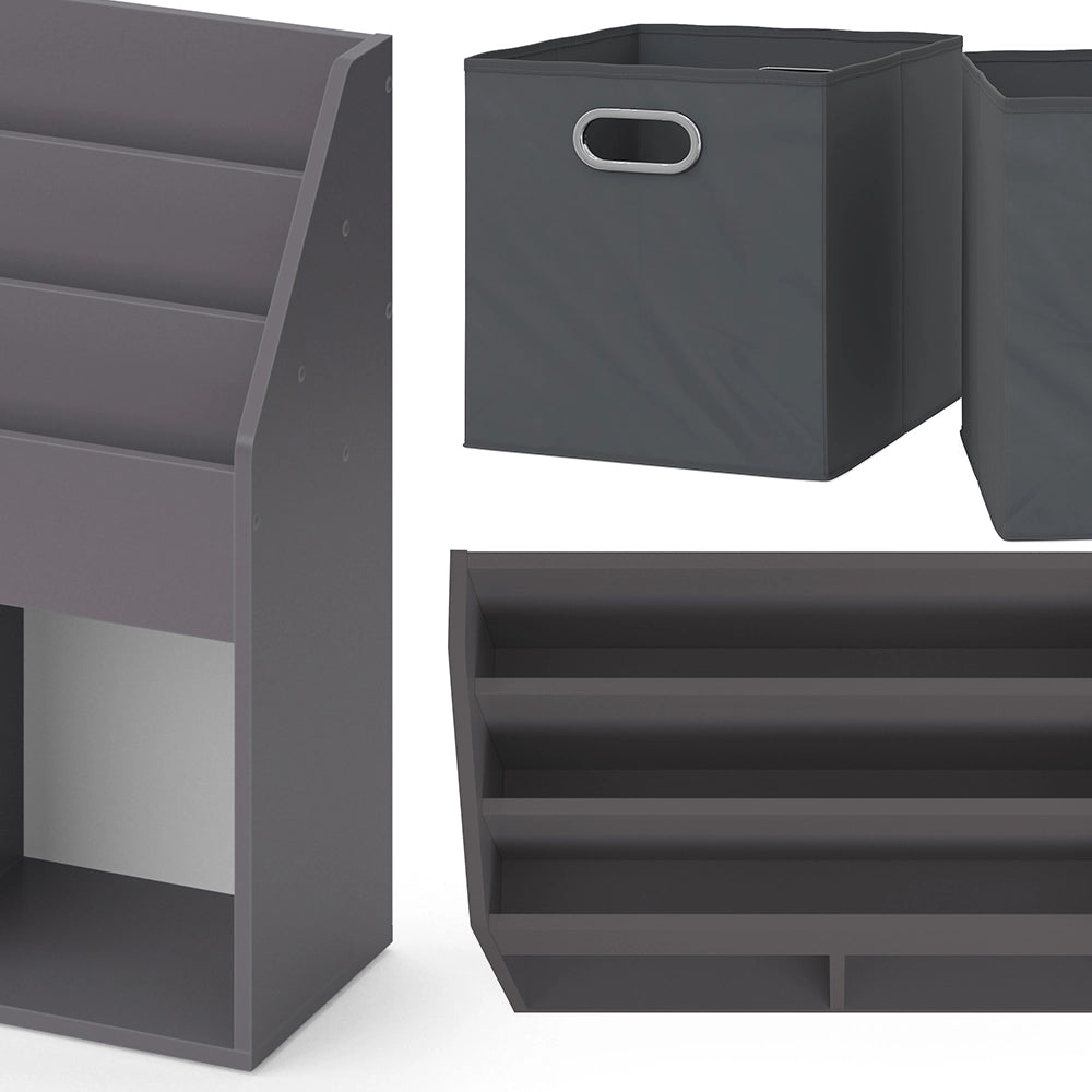 Vicco Libreria bambini Grigio 30.7 x 79 cm con 2 scatole pieghevoli opt.1