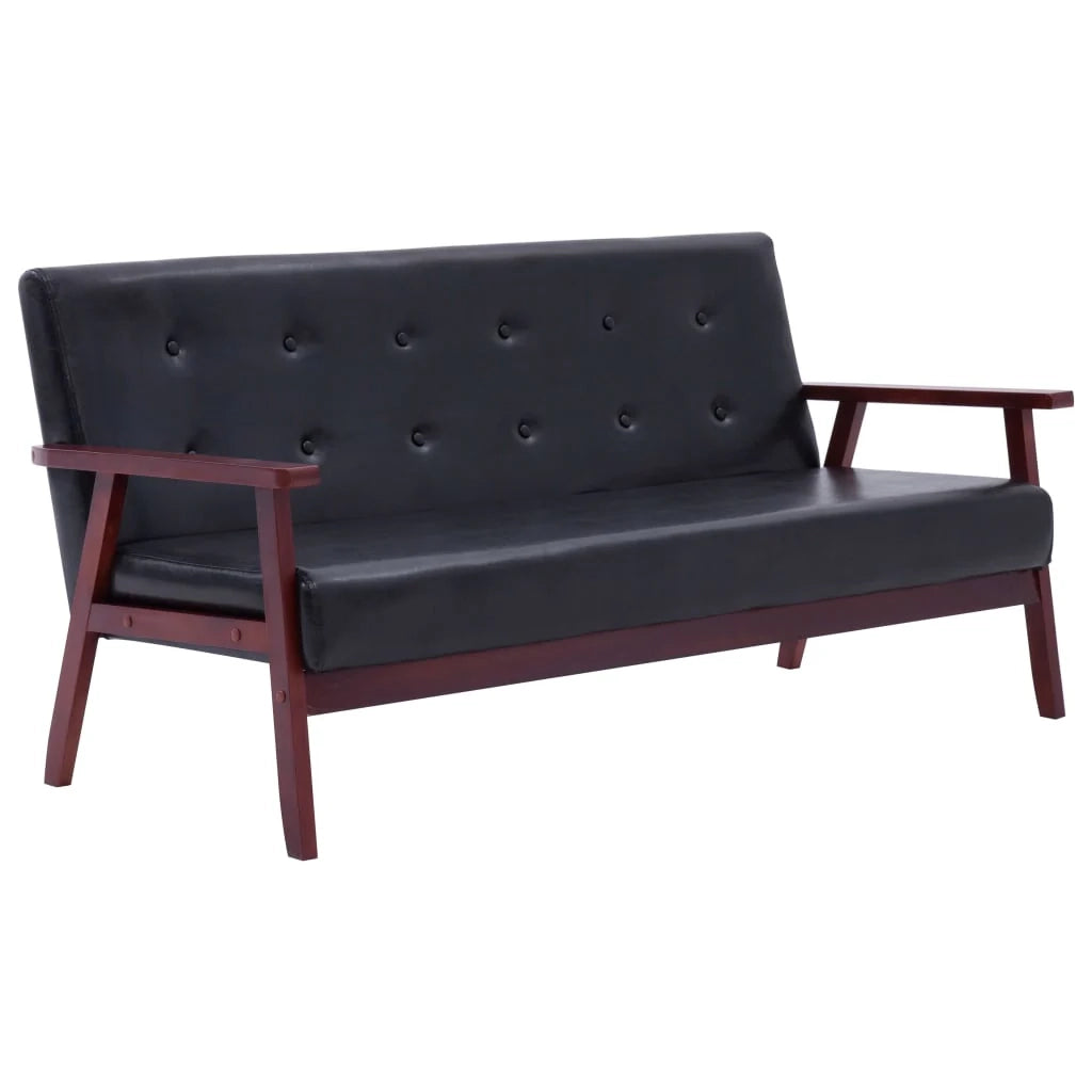 Set di divani in similpelle nera da 3 pezzi 02_0019078