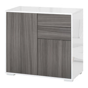 EasyComfort Mobiletto 2 Cassetti e 2 Ante, Apertura a Pressione, Mobile con 2 Cassetti e 2 Ante per Casa e Ufficio, 79x36x74cm, Grigio Chiaro e Bianco