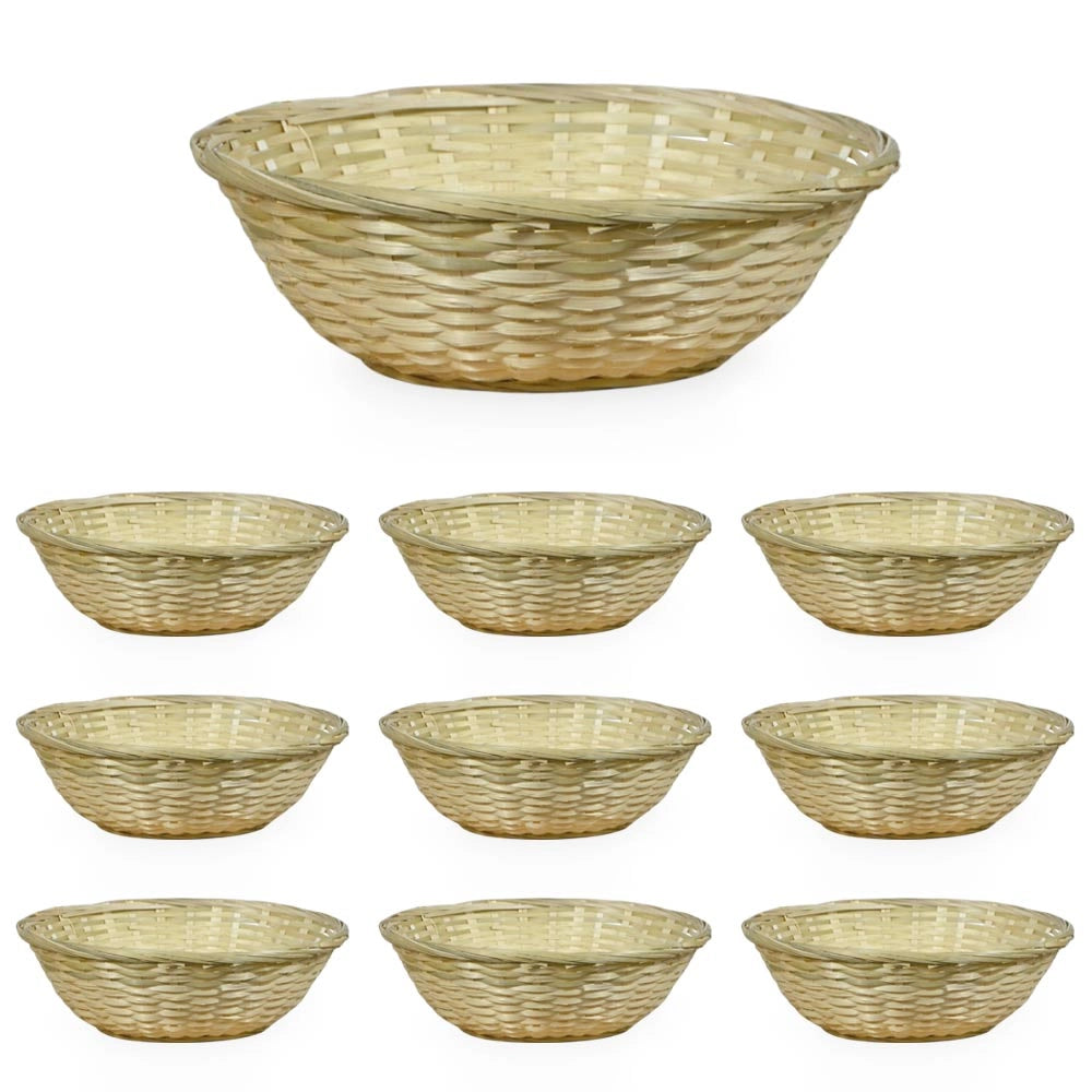 Ceste Cestini espositore intrecciati rotondi x10 fibra naturale cm 30 x30 x h 10