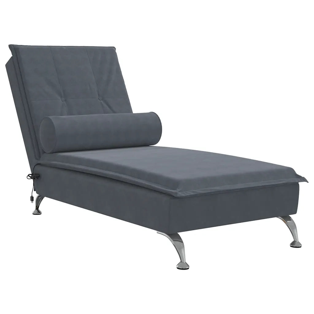 Chaise Longue Massaggi con Capezzale Grigio Scuro in Velluto CFW9750921
