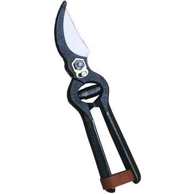 DUE BUOI CM 18 125S Forbice da Potatura Acciaio Forgiato a Caldo Chiusura in Cuoio colore Nero metallizzato
