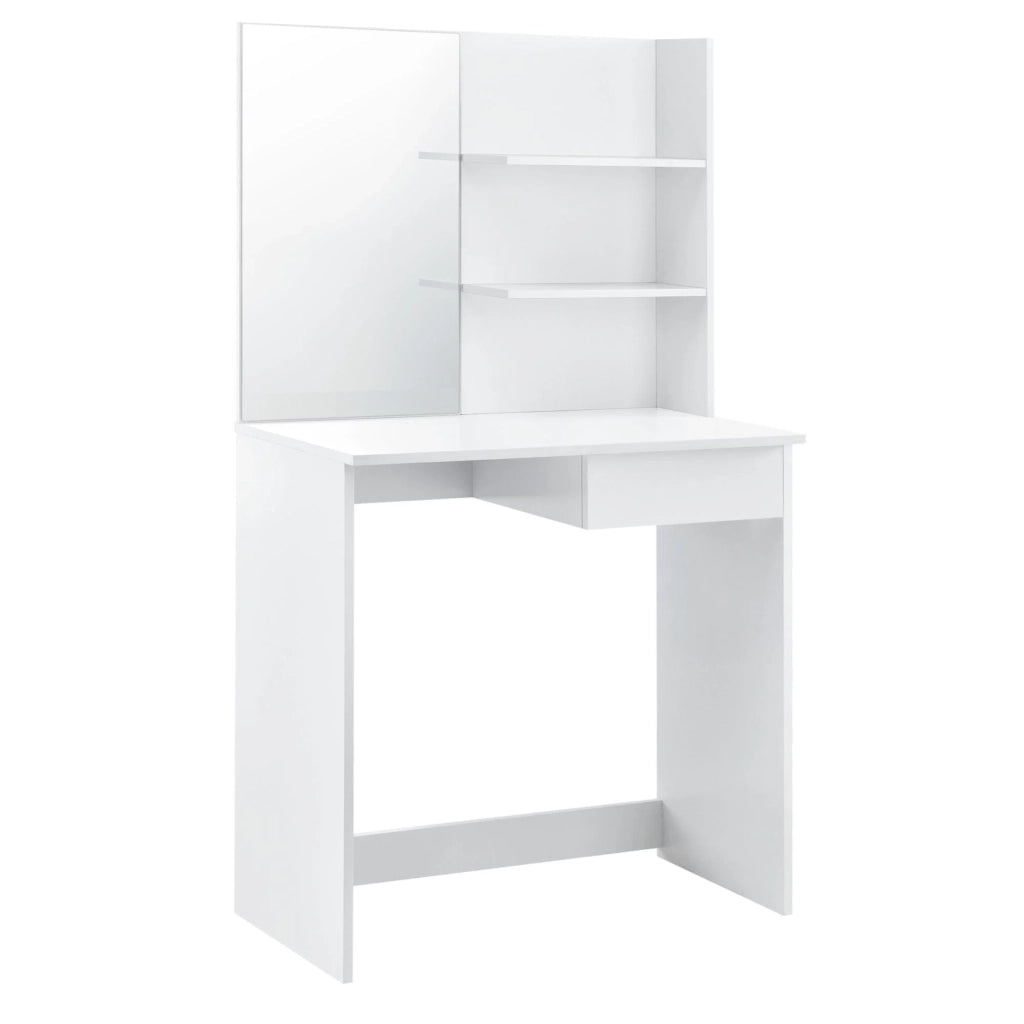 Toletta con cassetto e sedia pannello in legno 141 cm bianco 03_0001501