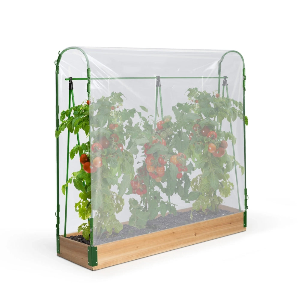 IDMarket - Kit completo di 3 vasche modulari per orto e serra di pomodori + traliccio + copertura