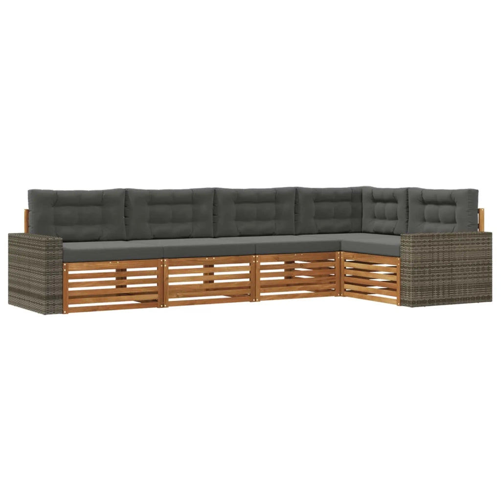 Set di divani da esterno 5 pz Naturale e Antracite Poliestere 3383370