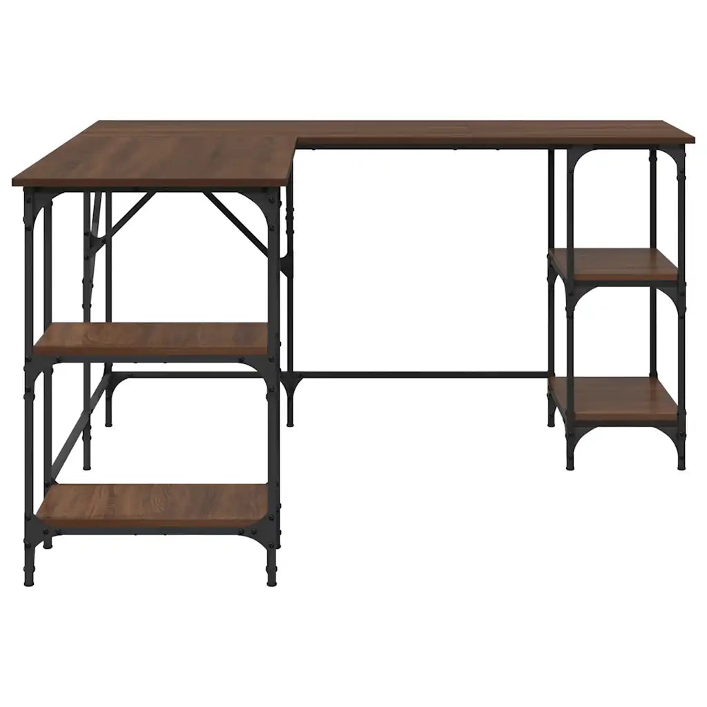 Scrivania-Scrivanie per ufficio e studio-Scrittoio Rovere Marrone 139x139x75 cm in Legno Multistrato