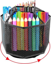Pensolet rotante 360 gradi girevole con organizzatore per ufficio Mesh con 5 contenitori Pensolet rotante per organizzare carta Sortitore di penne e matite