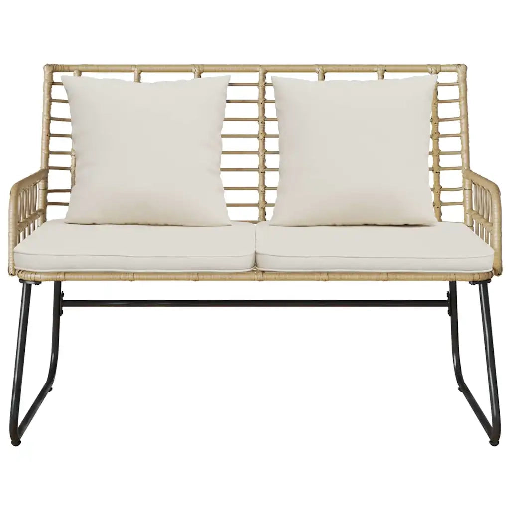 Panchina da giardino Marrone e Crema polyrattan