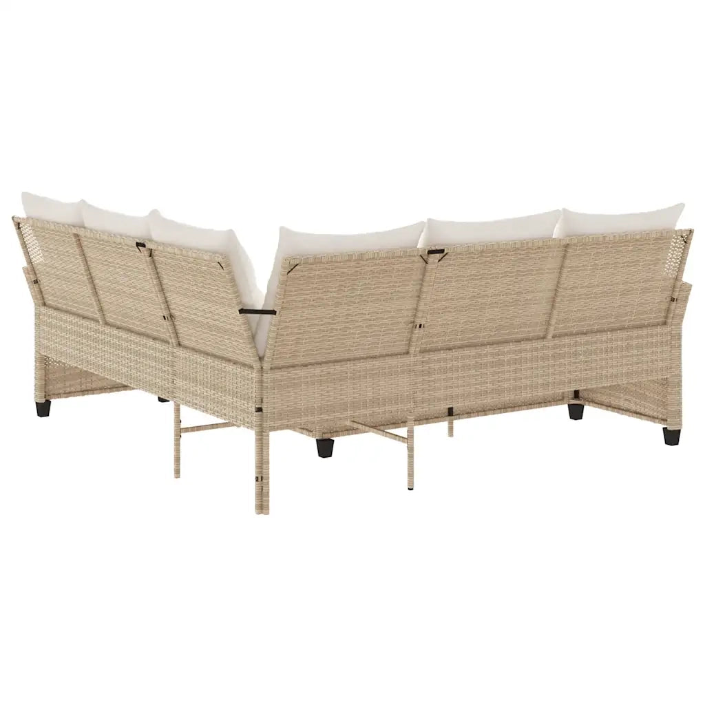 Divano a Forma di L con Cuscini-Sofa con Cuscini in Polyrattan Beige 662528