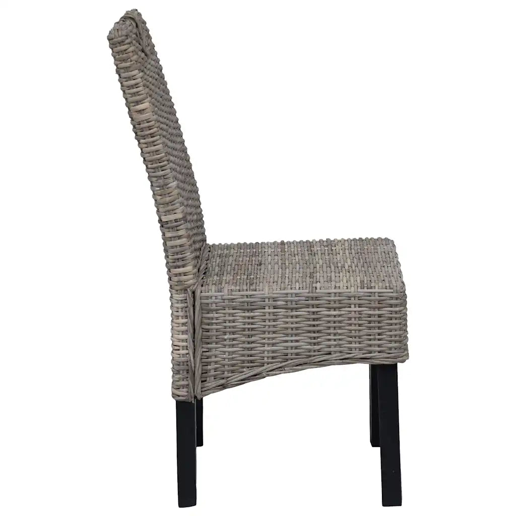 Sedie Sala da Pranzo 2 pz in Rattan Kubu e Legno di Mango 243638