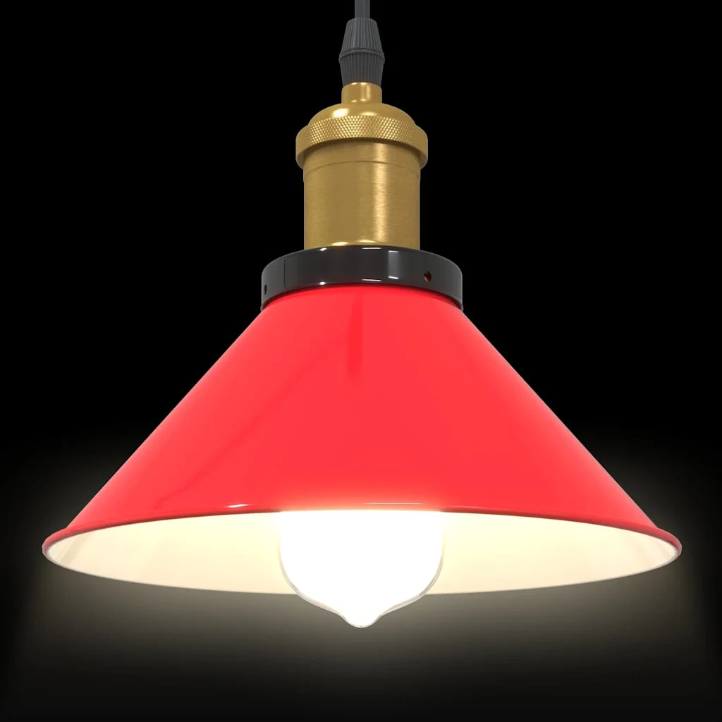 Lampada Sospensione Regolabile E27 Rosso Lucido ?22 cm Metallo CFW2533775