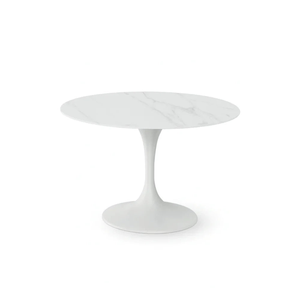 Tavolo da pranzo fisso in ceramica effetto marmo bianco Circe 120x120 cm fino a 6 posti | Duzzle