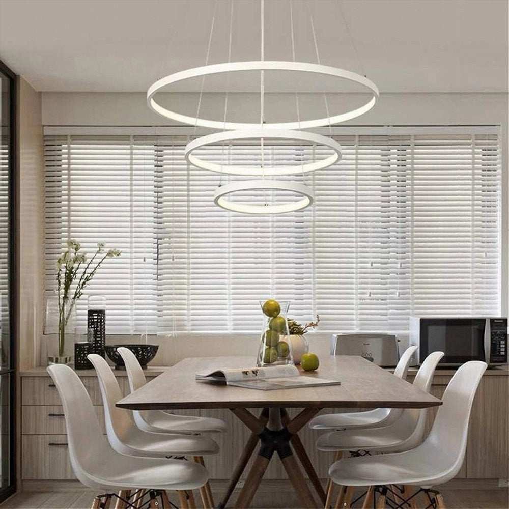 Trade Shop - Lampadario A Sospensione 51 W Led Forma Pianeta Bianco 3 Colorazione Luce A64-3c -