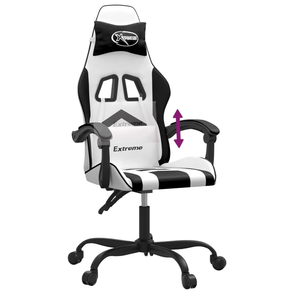 vidaXL Sedia da Gaming Bianco e Nero in Similpelle