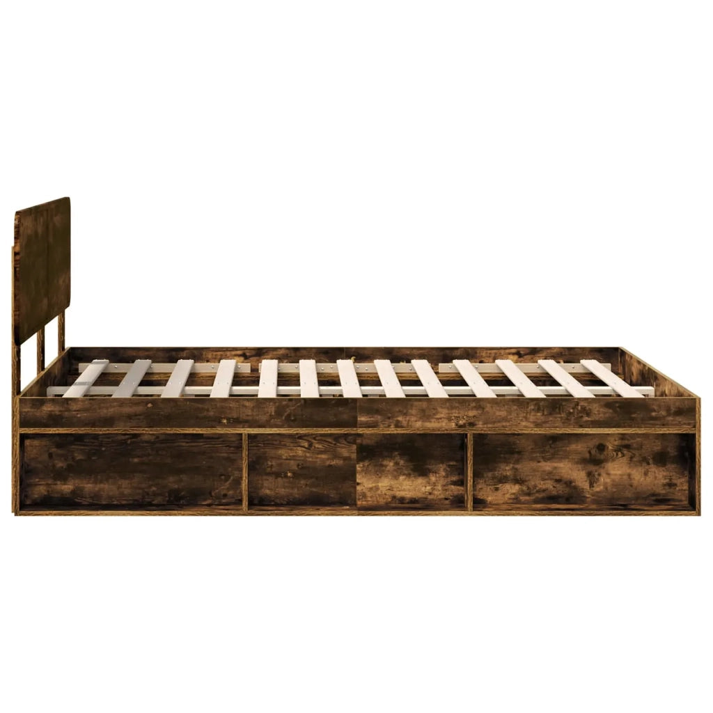 Struttura del letto Rovere fumé 160 x 200 cm Pino massello 3412055