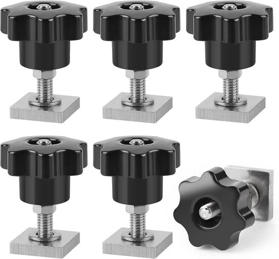 Adattatore T-Track M6-35mm in acciaio inossidabile - 6 pezzi | Manubrio per rail auto | Accessorio per portabici da tetto