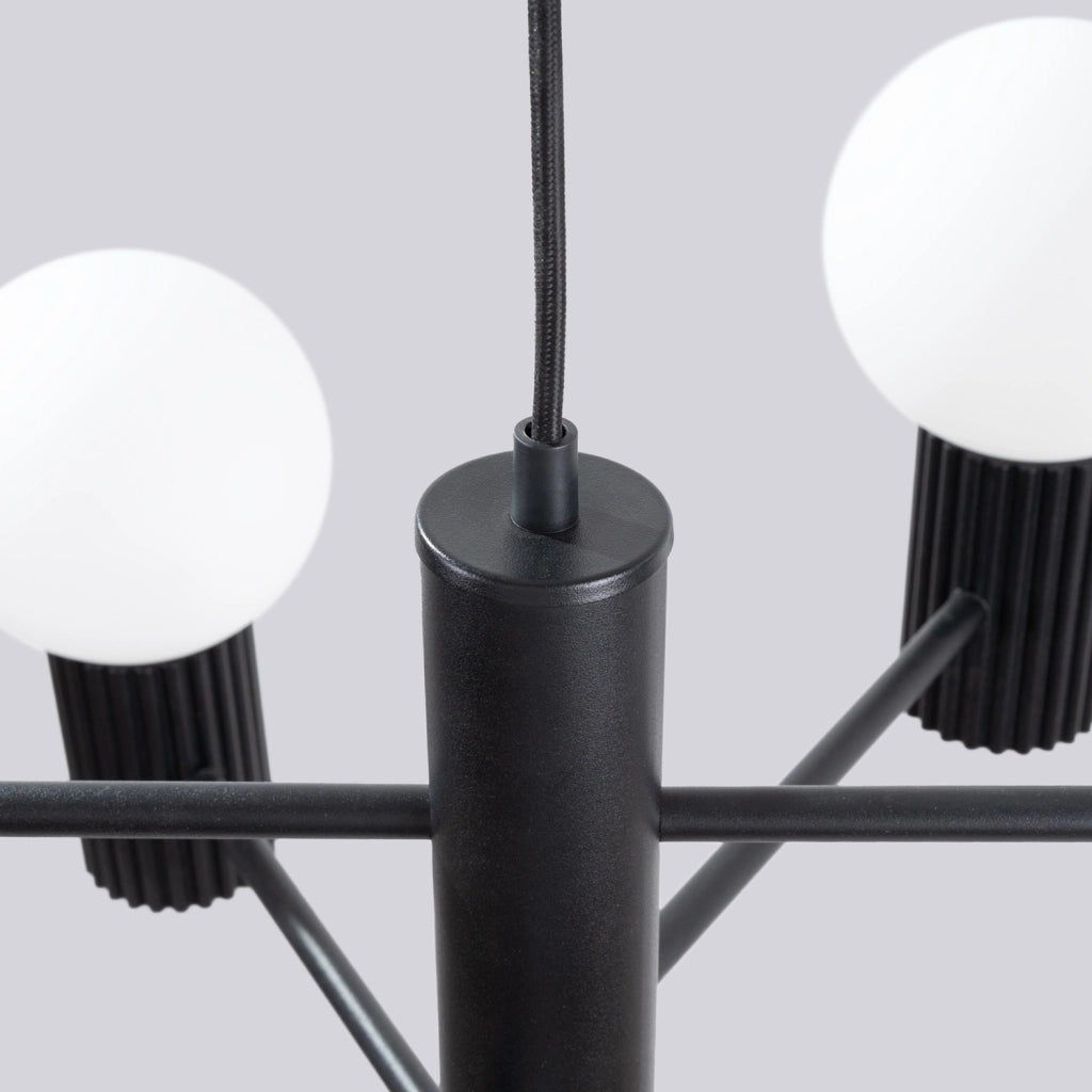 Lampadario moderno nero 6 luci sfere vetro G9 SFERA