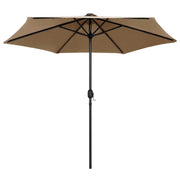 Ombrellone con Luci a LED-Ombrello da giardino e Palo Alluminio 270 cm Tortora