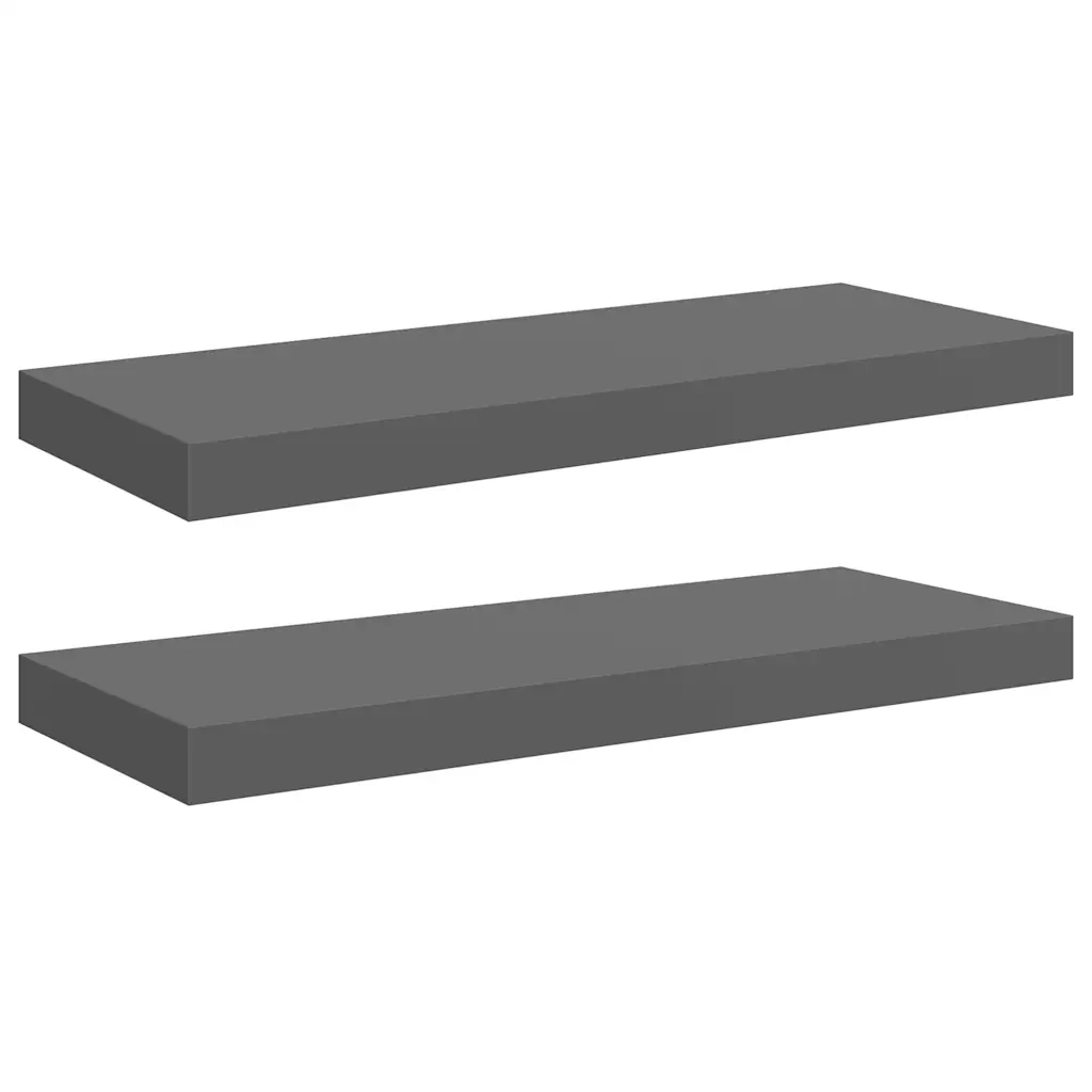 Scaffali a Parete 2 pz Grigio Lucido 60x23,5x3,8 cm in MDF cod mxl 51114