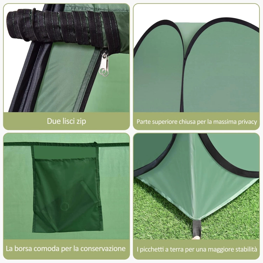 Tenda Cambiando Tenda da Doccia Esterno Tenda Pop-up per Campeggio Spiaggia, 120 x 120 x 190 cm（Verde)